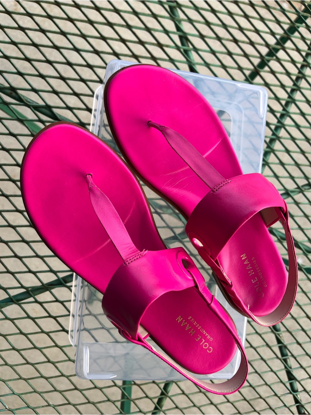 Cole Haan Grand Series leather sling back sandals in hot pink